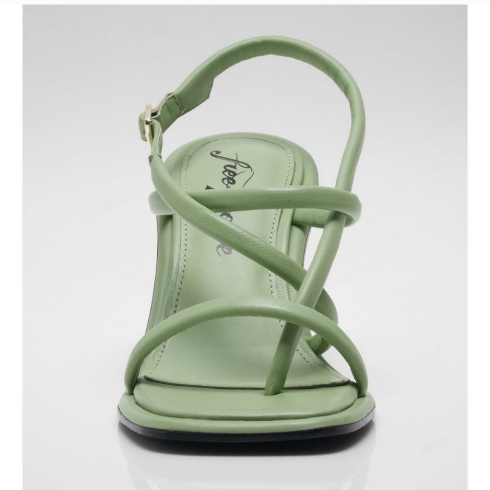 NEW Free People Secretly Sage Green Perth Strappy Slingback Heels - Picture 12 of 16